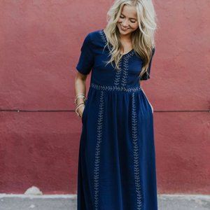 Roolee Ramona Embroidered Maxi